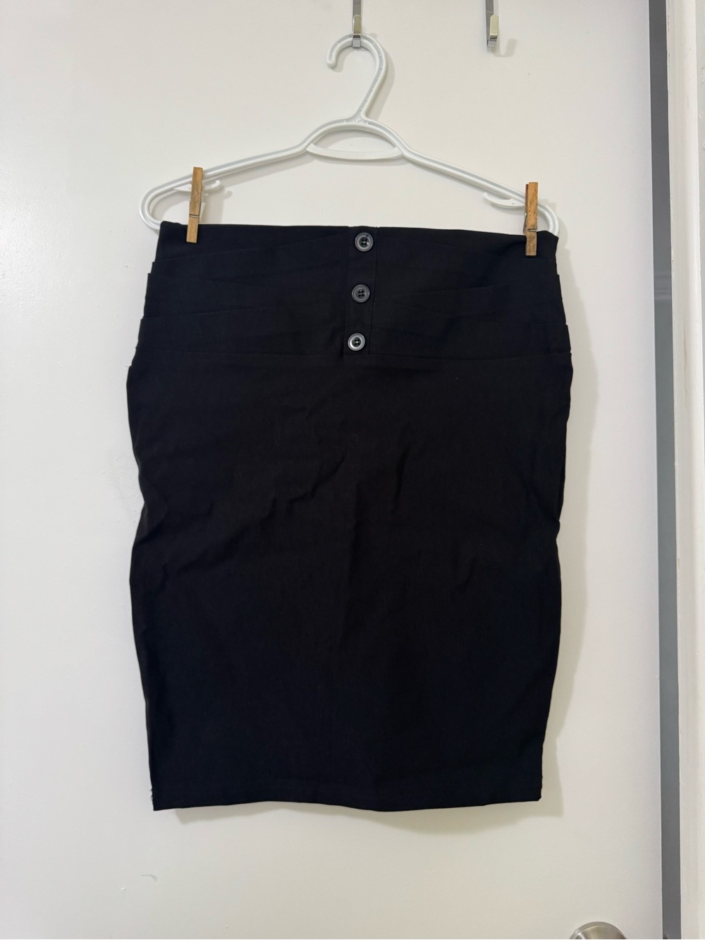 Eclipse Black High-Waist Pencil Skirt with Front Buttons